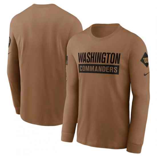 Men Washington Commanders 2023 Brown Salute To Service Long Sleeve T Shirt